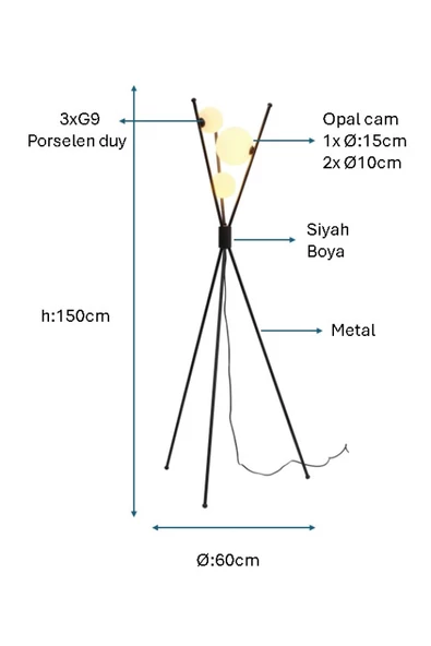 Siyah Boyalı Lambader PLC-1205-L-BSY - 2