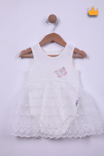 Babyhola %100 Pamuk Kız Bebek Tek Kat Elbise Atlet Badi 3528