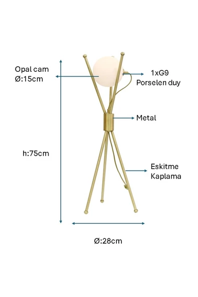 Eskitme Kaplamalı Masa Lambası PLC-1205-M-E - 2