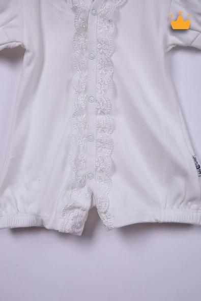 Babyhola %100 Pamuk Kız Bebek Güpürlü Kısa Tulum 1444 - 3