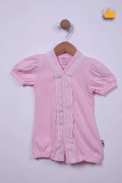 Babyhola %100 Pamuk Kız Bebek Güpürlü Kısa Tulum 1444 - 7
