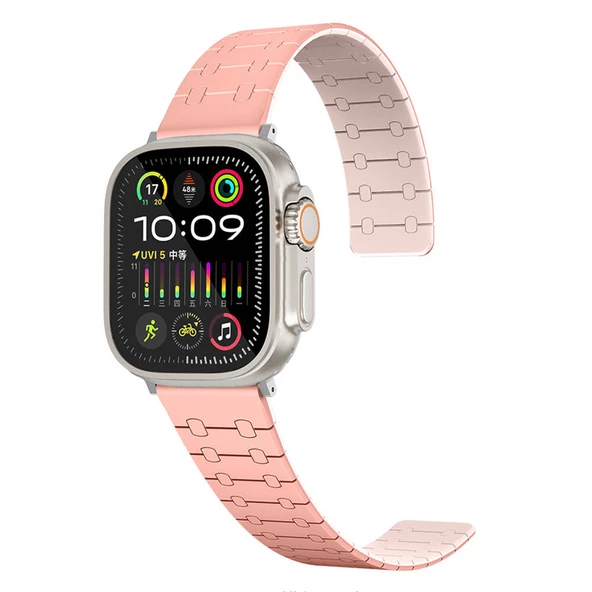 Apple Watch Ultra 49mm  KRD-111 Çizgili Desenli Silikon Kordon