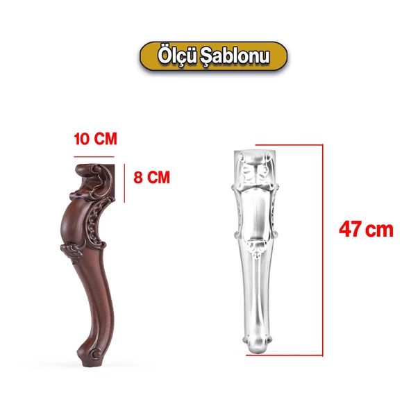 Ahşap Desenli 4 Adet Valenta Plastik Sehpa Ayağı 47 cm  Mobilya Zigon Çay Orta Sehpası Ayak Ayakları - 2