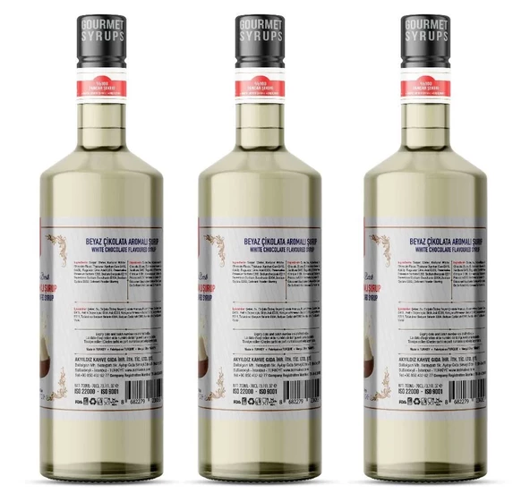 Nish Beyaz Çikolata Aromalı Şurup 700 ML x3 - Cam Şişe - 2