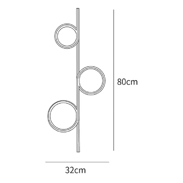 Santa Ana / Aplik / 3 Çemberli / 80 cm / Antrasit Gövde / 3 Renk Yanar / 3 Yıl Garanti - 3