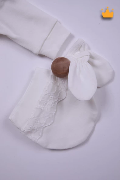 Babyhola %100 Pamuk Kız Bebek Şapkalı Eldivenli Güpürlü Patikli Tulum 3660 - 5