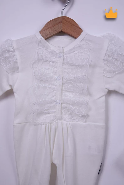 Babyhola %100 Pamuk Kız Bebek Şapkalı Eldivenli Güpürlü Patikli Tulum 3660 - 2