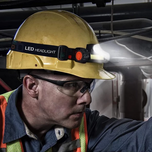 Ultra Güçlü Şarjlı Mıknatıslı Kafa Lambası Cob Led Avcı Balıkçı Kamp Feneri Deprem Işığı - 7