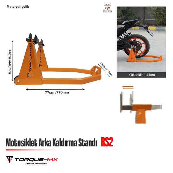 Torque-MX Motosiklet Arka Kaldırma Standı RS2 Turuncu - Resim 5