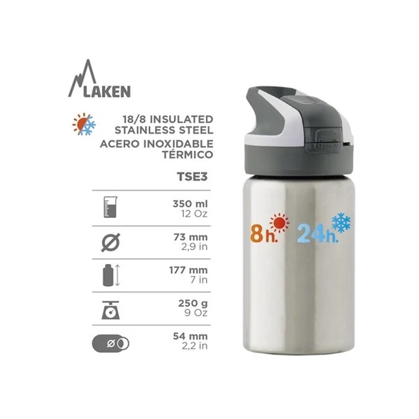 Laken  Şişe TERMICA A.INOX.0,35L SKATE Paslanmaz Çelik - 3