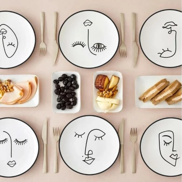 Kerman Home Face Seramik 6 lı Pasta Tabağı 20 cm
