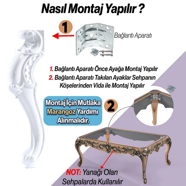 Valenta Plastik Sehpa Ayağı 47 cm Beyaz Renk 1 Adet Mobilya Zigon Çay Orta Sehpası Ayak Ayakları - 4