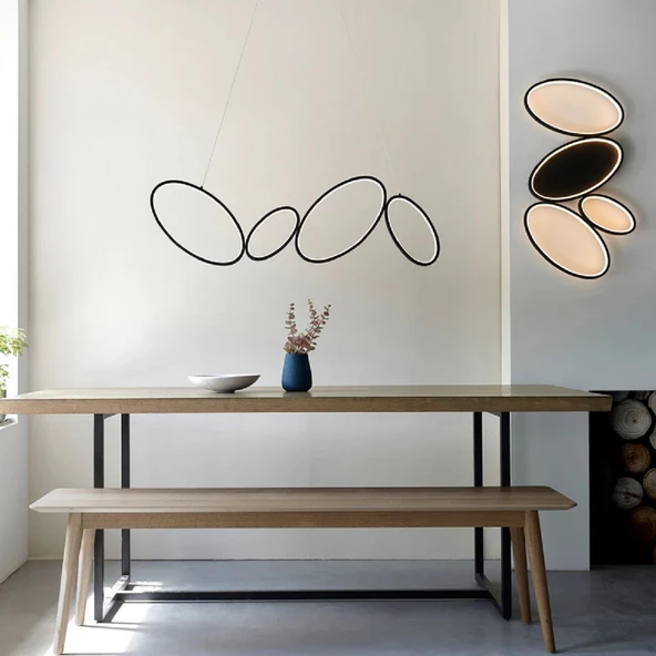 Ayder / Sarkıt Avize / 4 Çember / 110 cm / Antrasit Gövde / 3 Renk Işık / 3 Yıl Garanti - 5