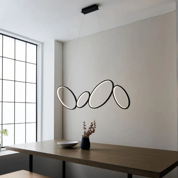 Ayder / Sarkıt Avize / 4 Çember / 110 cm / Antrasit Gövde / 3 Renk Işık / 3 Yıl Garanti - 4