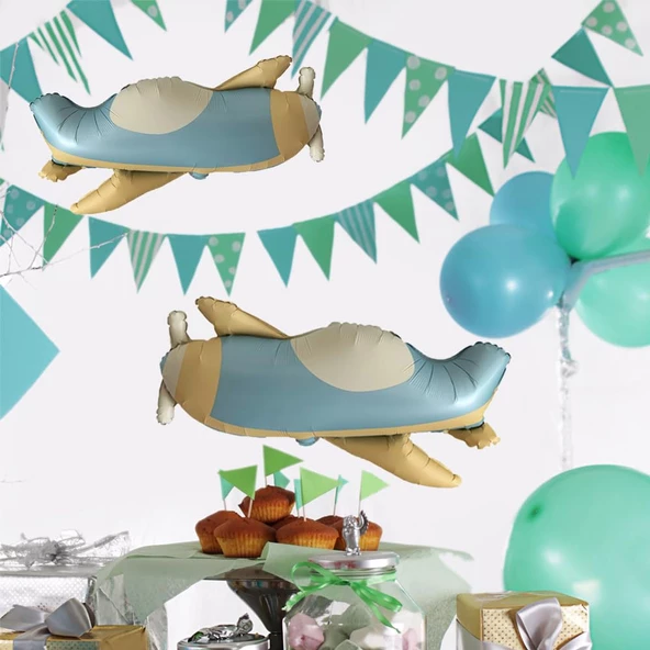 Retro Uçak Folyo Balon 78x42 cm - 4