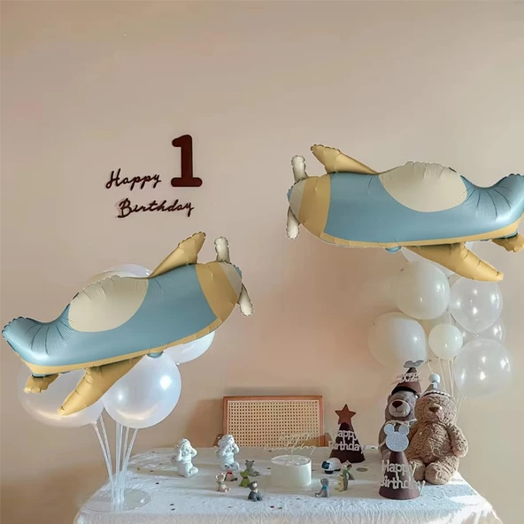 Retro Uçak Folyo Balon 78x42 cm - 5