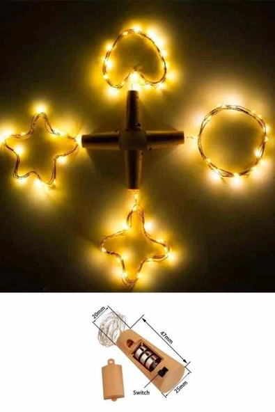 KULVARAVM 3 Adet Mantar Tıpa Led Peri Led Dekoratif Led 2mt Led - 4