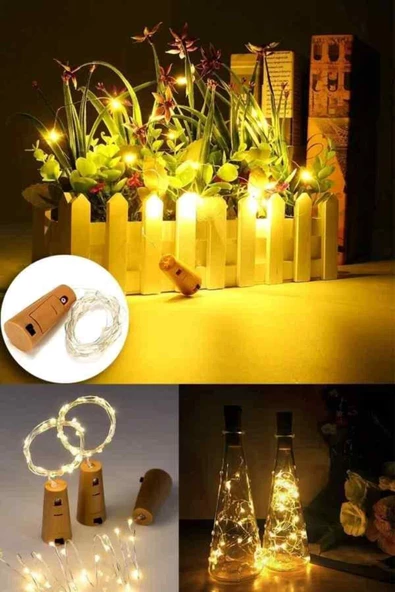 KULVARAVM 3 Adet Mantar Tıpa Led Peri Led Dekoratif Led 2mt Led