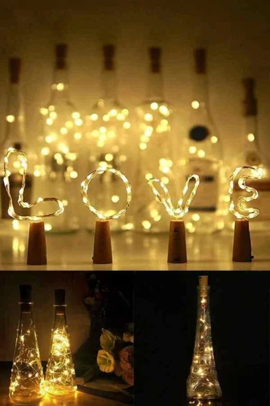 KULVARAVM 10 Adet Mantar Tıpa Led Peri Led Dekoratif Led 2mt Led - 2