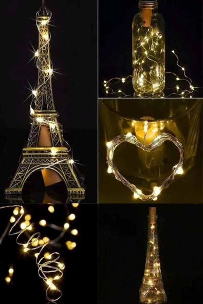 KULVARAVM 10 Adet Mantar Tıpa Led Peri Led Dekoratif Led 2mt Led - 5