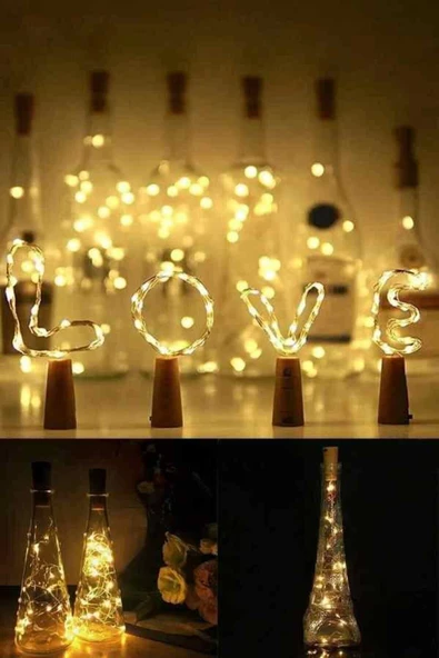 KULVARAVM 3 Adet Mantar Tıpa Led Peri Led Dekoratif Led 2mt Led - 2