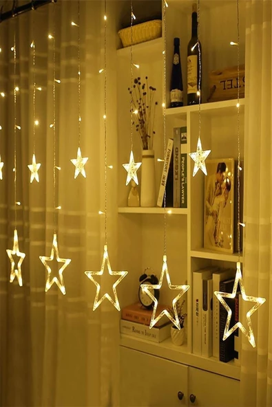 GOLDENSTAR Yıldızlı Perde Salkım Saçaklı Led Işıklar Animasyonlu - 2