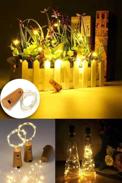 KULVARAVM Mantar Tıpa Peri Led Dekoratif Led Işık 2mt Led Işık Piller Dahil