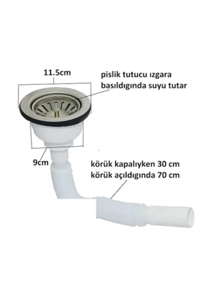ÖZBEST Körüklü Çöpmak Evye Lavabo Gider Sifonu Geniş Kafalı - 2