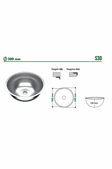 SİNKON Yeni Paslanmaz Krom Evye 30x30 Karavan Eviye Y-30 Eviye Sifon Dahildir