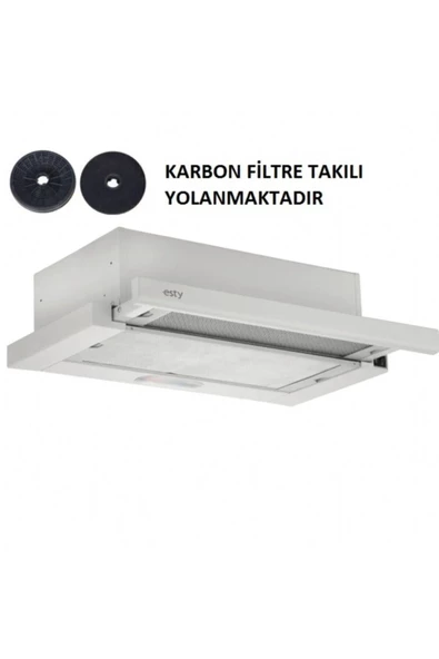 Esty Çift Motor Beyaz Aspiratör+karbon Filtre Bacasız Kullanım