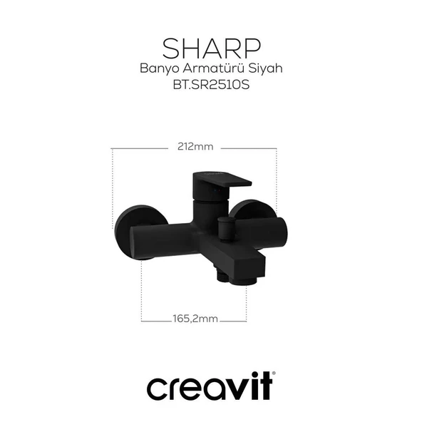 Creavit SR2510S Sharp Banyo Bataryası Mat Siyah - 2