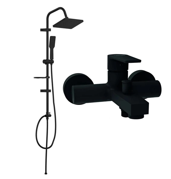 Creavit SR2510S Sharp Banyo Batarya, SH630SM Mat Siyah Tepe Duş Seti