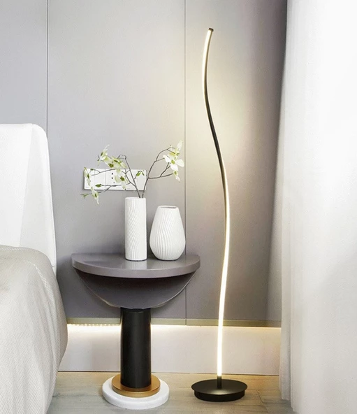 Dimli / Kıvrımlı / 150 cm / Lambader / Antrasit Gövde / 3 Renk Işık / 3 Yıl Garanti - 3