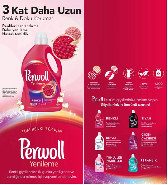 Perwoll Sıvı Çamaşır Deterjanı 2.97LT Renkli (54 Yıkama) - 4
