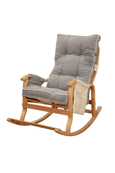 EVOKE Lüx Ahşap Çift Minderli Çift Cepli Sallanan Sandalye