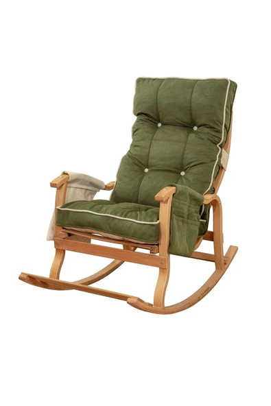 EVOKE   Lüx Ahşap Çift Minderli Çift Cepli Sallanan Sandalye