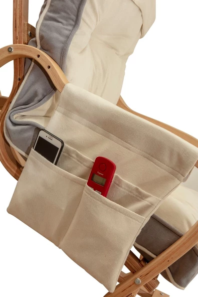 EVOKE Lüx Ahşap Çift Minderli Çift Cepli Sallanan Sandalye - 3