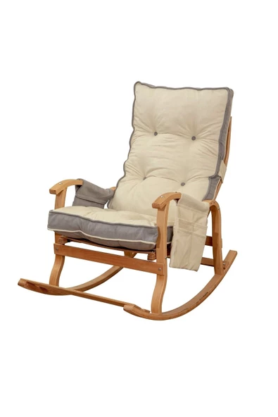 EVOKE Lüx Ahşap Çift Minderli Çift Cepli Sallanan Sandalye - 2