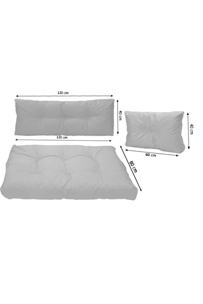 EVOKE Dış Ve Iç Mekan Palet Bahçe Balkon Havuz Başı Yer Minderi Koltuk Minderi Takımı - 5