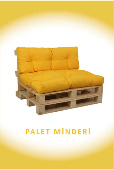 EVOKE Dış Ve Iç Mekan Palet Minderi Minder Seti Takımı 2 Li Sarı - 2