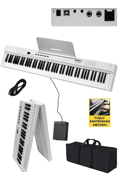 Midex PLX-120WH Yüksek Kaliteli Katlanır Taşınabilir Dijital Piyano - Resim 2