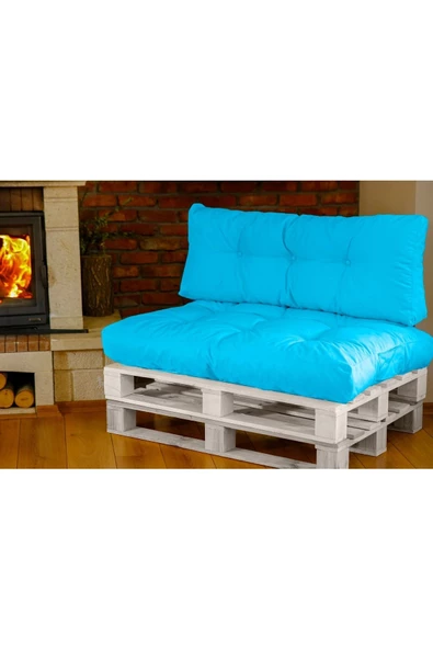 EVOKE Dış Ve Iç Mekan Palet Minderi Minder Seti Takımı 2 Li Turkuaz