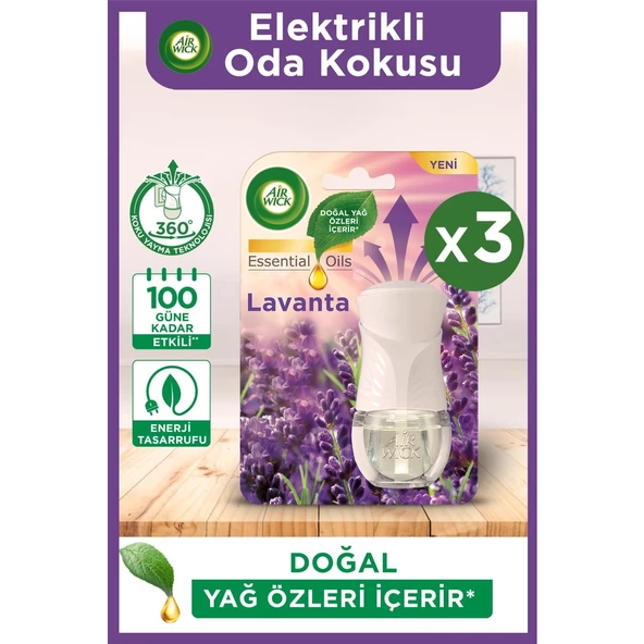 Air Wick Air Wick Elektrikli Oda Kokusu Kit (Cihaz+Yedek Lavanta) x 3 Adet