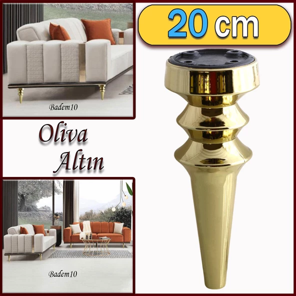 Oliva Mobilya Kanepe Koltuk Tv Ünitesi Baza Ayağı Zigon Orta Sehpası Ayak Ayakları 20 cm Altın ürün görseli