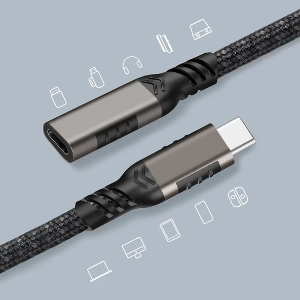 Extension USB3.2 Type-C PD Uzatma Kablosu 100W 20Gbps 4K@60Hz 0.5 Metre - 11