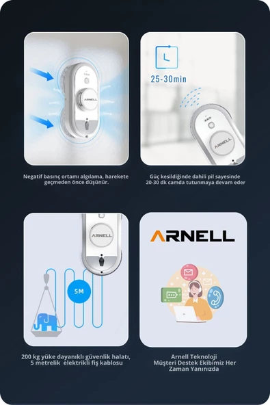 Cambaz Light Akıllı Cam Silme Robotu WCR-2306 Cam Temizleme Robotu - Resim 6