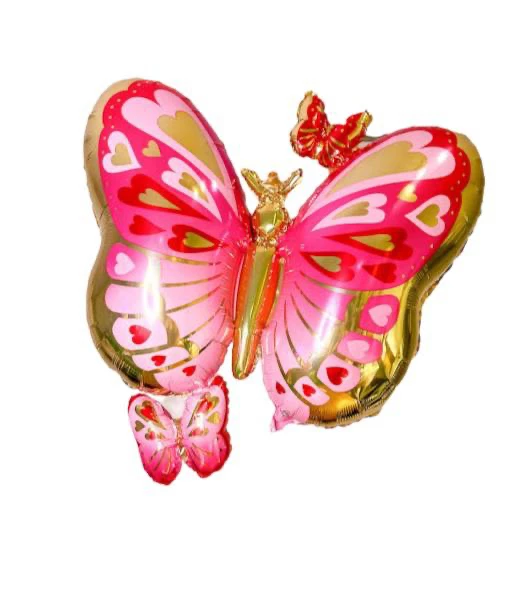 Pembe Kırmızı Kelebek Folyo Balon 73x71 cm