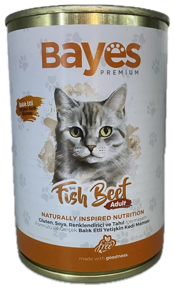 BAYES PREMİUM YETİŞKİN KEDİ YAŞ MAMA BALIKLI 400GR