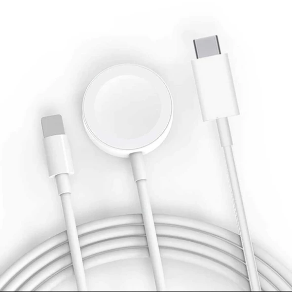 Akıllı Saat Wireless To Lightning Type-C Şarj Kablosu 1.2m iPhone