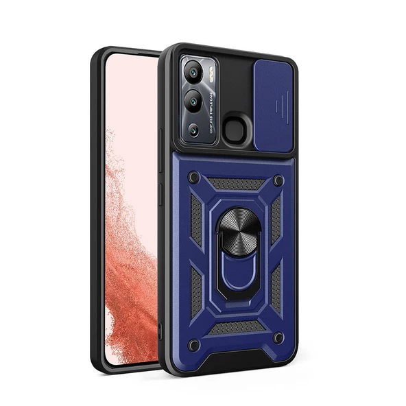 İnfinix Hot 12i Kılıf Magnetik Standlı Kamera Korumalı  Sürgülü Vega Kapak